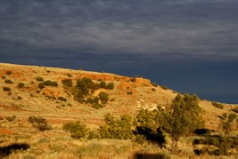 Sun playing on the bluffs of Moonda Lake