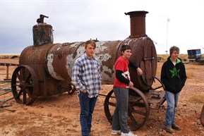 The lads checking out the machinery