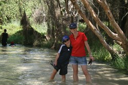 Fraser Island, Paula & John walking down Eli Creek
