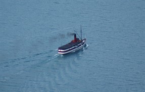 The SS Earnslaw heading south down the lake