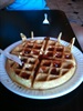 Breafast waffle on a paper dinner plate