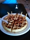 Breafast waffle on a paper dinner plate - Taken: 21/09/2011 8:20:41 AM Camera: Apple iPhone 3GS