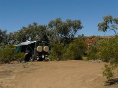 Camped on the high river bank