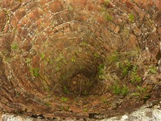 Looking down into the roasting pit