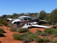 Several sand hills later the wreckage of the Goldfields Air plane.