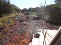 On entering the Gunbarrel Hwy washouts