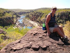 Brenda with the Mitchell River looking down stream.