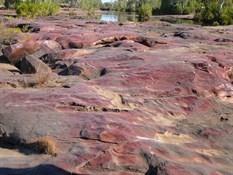Rock shelf, water worn smooth.