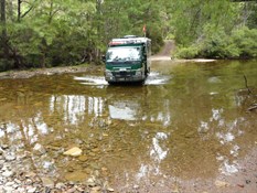 A few shallow creek crossings in the valley