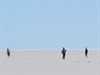 Lachlan and Mitchell & friend 1km offshore on Lake Eyre