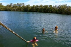Enjoying the thermal hot water..