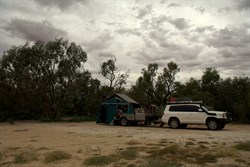 Our camping spot near the water
