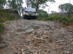 Exiting the camp via the difficult creek crossing.