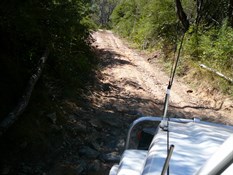 Exiting the river crossing onto the Durling Track