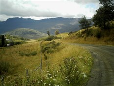 Into open farm land 