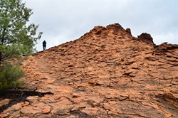 red rocky hillsides on the rock holes loop walk