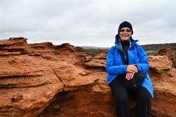 me on top of a small rocky hill on the rock holes loop walk