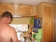 Ikky and me doing the dishes - our penance for saying Lis likes washing