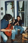 Kersten and Wolfie jamming at home