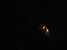 Fireplace in the shelter