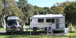 Our van and the pajero with boat loaded, in Kiama before setting off on the Qld trip