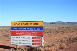 Road status at Iron Knob SA