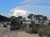 Our campsite with thunder cloud in background