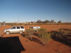Campsite with town behind