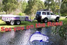 Camper hitched shows long drawbar with space for trailbike